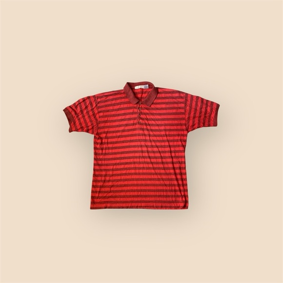 Men’s vintage red stripes polo shirt size large - Picture 1 of 10